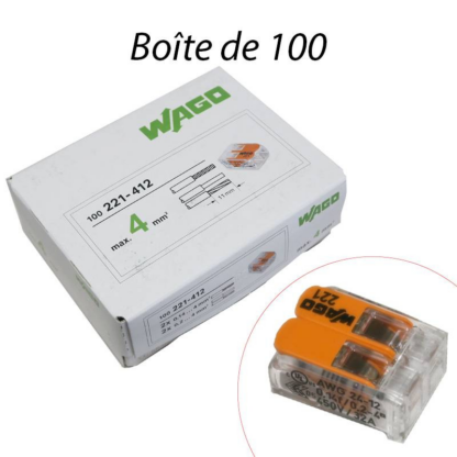 Mini-Borne de Raccordement Universelle bte de 100 WAGO 221-412