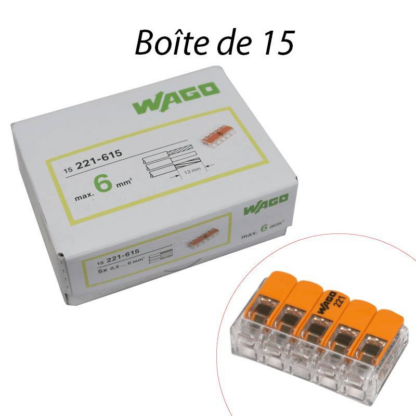 Mini-Borne de Raccordement Universelle WAGO 221-615  3X6.00 MM²  BTE 15