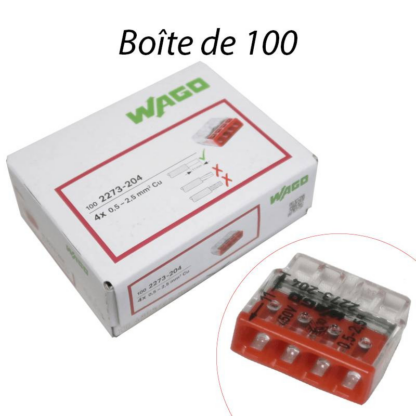 Connecteur de Passage WAGO 2273-204  2.50 MM² QTE 100