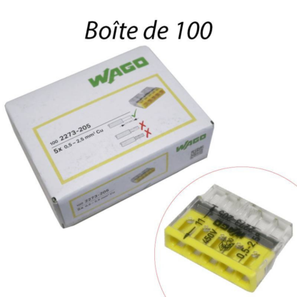 Connecteur de Passage WAGO 2273-205  2.50 MM² QTE 100