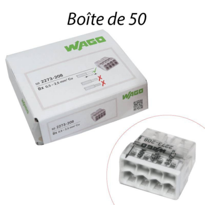 Connecteur de Passage WAGO 2273-208  2.50 MM² QTE 50