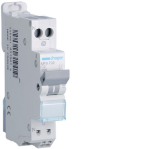 Disjoncteur HAGER MFS702 2A 1P+N Courbe C 3kA - 1 Module Connexion Auto Sans Vis