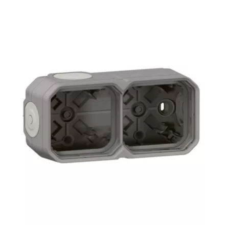 Legrand 069672L –Boîtier étanche Plexo 2 postes IP55 Gris –Montage horiz ou vert