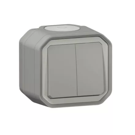 Legrand 069715L Commande double Plexo 10A IP55 IK08 saillie gris