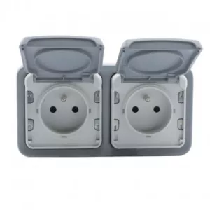 Double prise de courant étanche 2P+T Plexo 16A 250V IP55 IK07 - Legrand 069912