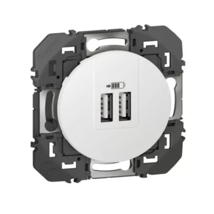 Double Prise USB Type-A Dooxie Blanc - Réf. 600343