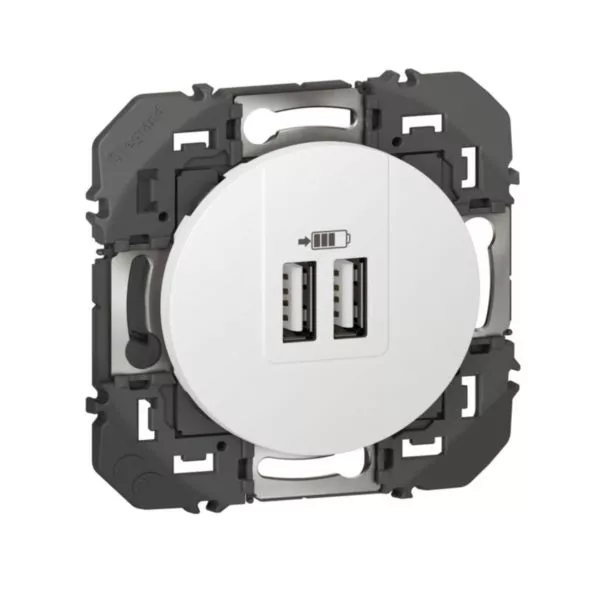 Double Prise USB Type-A Dooxie Blanc - Réf. 600343