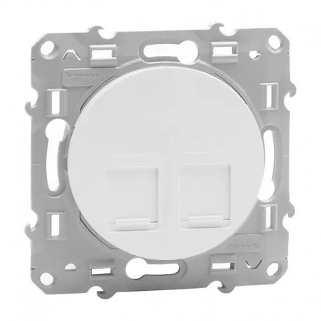 Double prise RJ45 Cat 6 Blanc Schneider Odace S520485