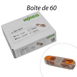 Borne à Levier WAGO 221 Inline 2x4mm² - Réf. 221-2411 QTE 60