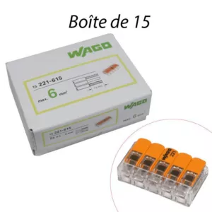 Mini-Borne de Raccordement Universelle WAGO 221-615  3X6.00 MM²  BTE 15