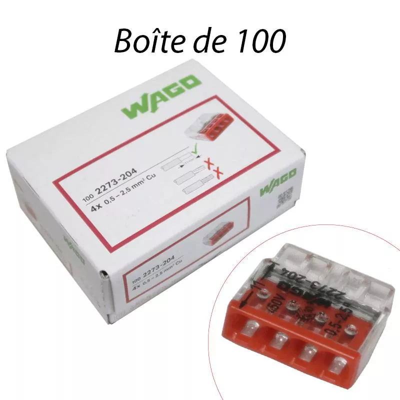 Connecteur de Passage WAGO 2273-204 2.50 MM² QTE 100