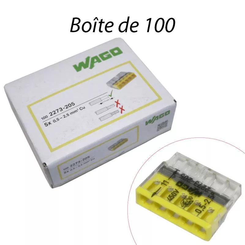 Connecteur de Passage WAGO 2273-205 2.50 MM² QTE 100