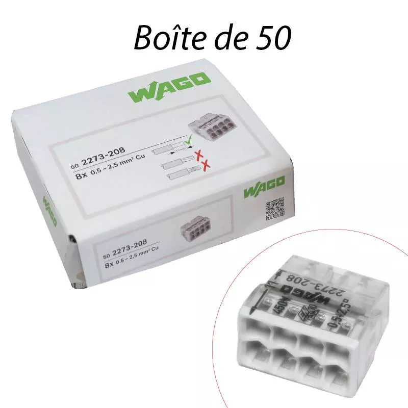 Connecteur de Passage WAGO 2273-208 2.50 MM² QTE 50
