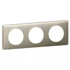 Plaque métal Legrand Céliane 3 postes finition titane – Réf. 068903