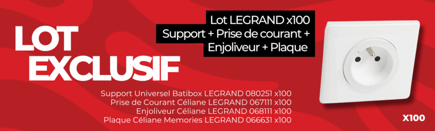 Lot Legrand Support + Prise de courant + Enjoliveur + Plaque x100