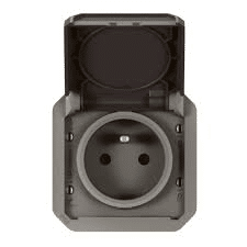 Prise de courant 2P+T étanche Plexo 16A 250V IP55 IK08 avec enjoliveur Anthr